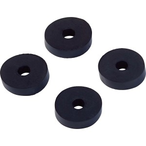 Vier schwarze Zapfhahnscheiben aus Gummi, 4 mm x 4 mm x 17 mm, zur Abdichtung von Ventilen.