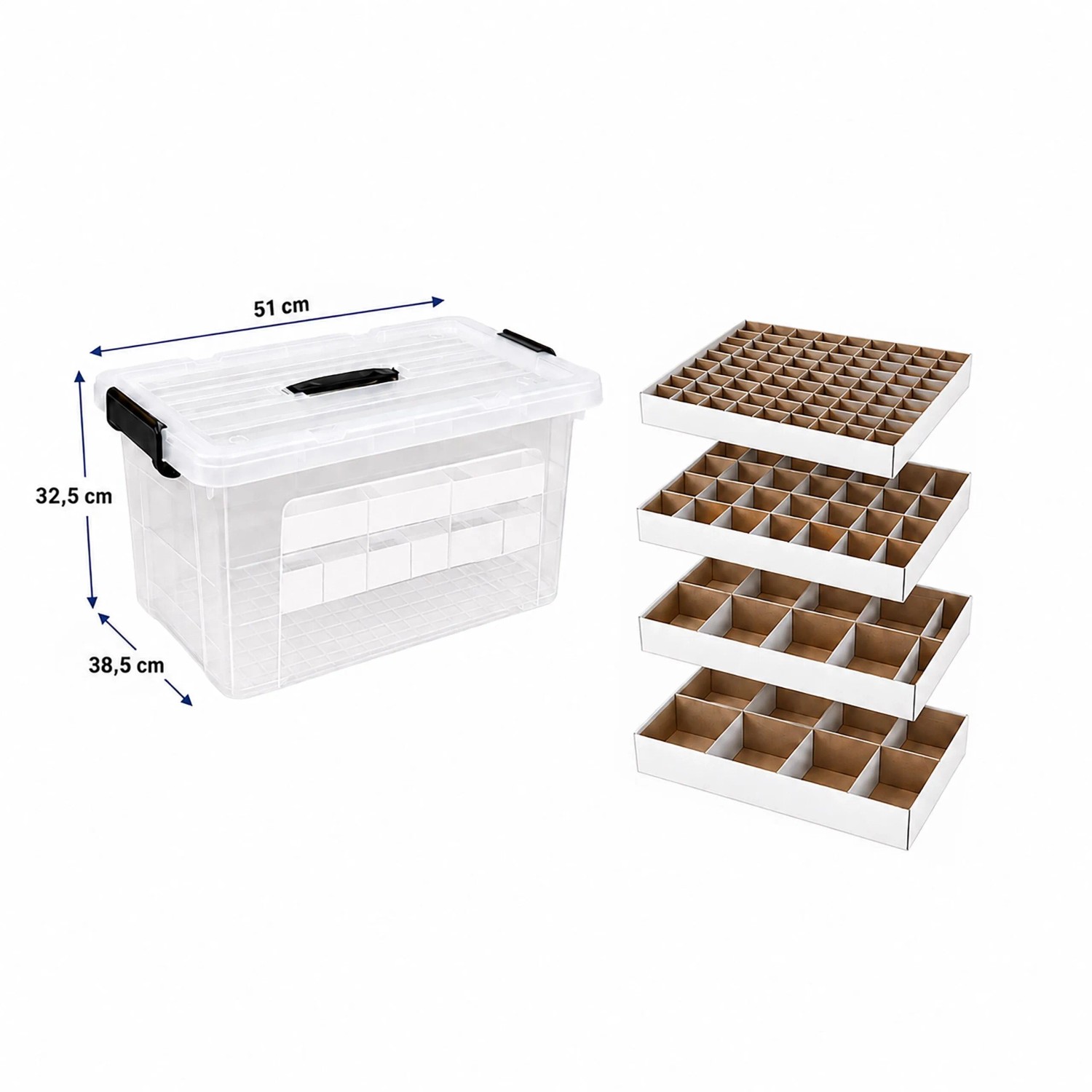 Relaxdays Weihnachtskugelbox Kunststoff Transparent mit Tragegriff 32,5 cm x 51 cm x 38,5 cm 55 L kaufen bei OBI