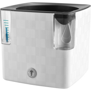 Weißer Kräutertopf 14x14 cm mit Bewässerungssystem und Wasserstandsanzeige.