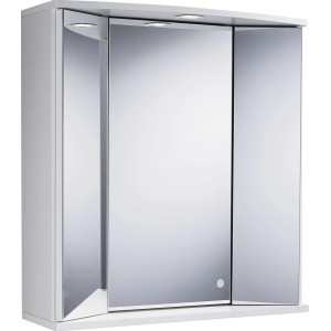 Pelipal Spiegelschrank, weiß, 65 cm breit, mit drei Spiegeltüren und integrierter Beleuchtung.