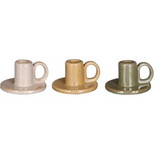 Mica Decorations Kerzenständer Graca, 3-fach sortiert in Creme, Ocker und Grün.