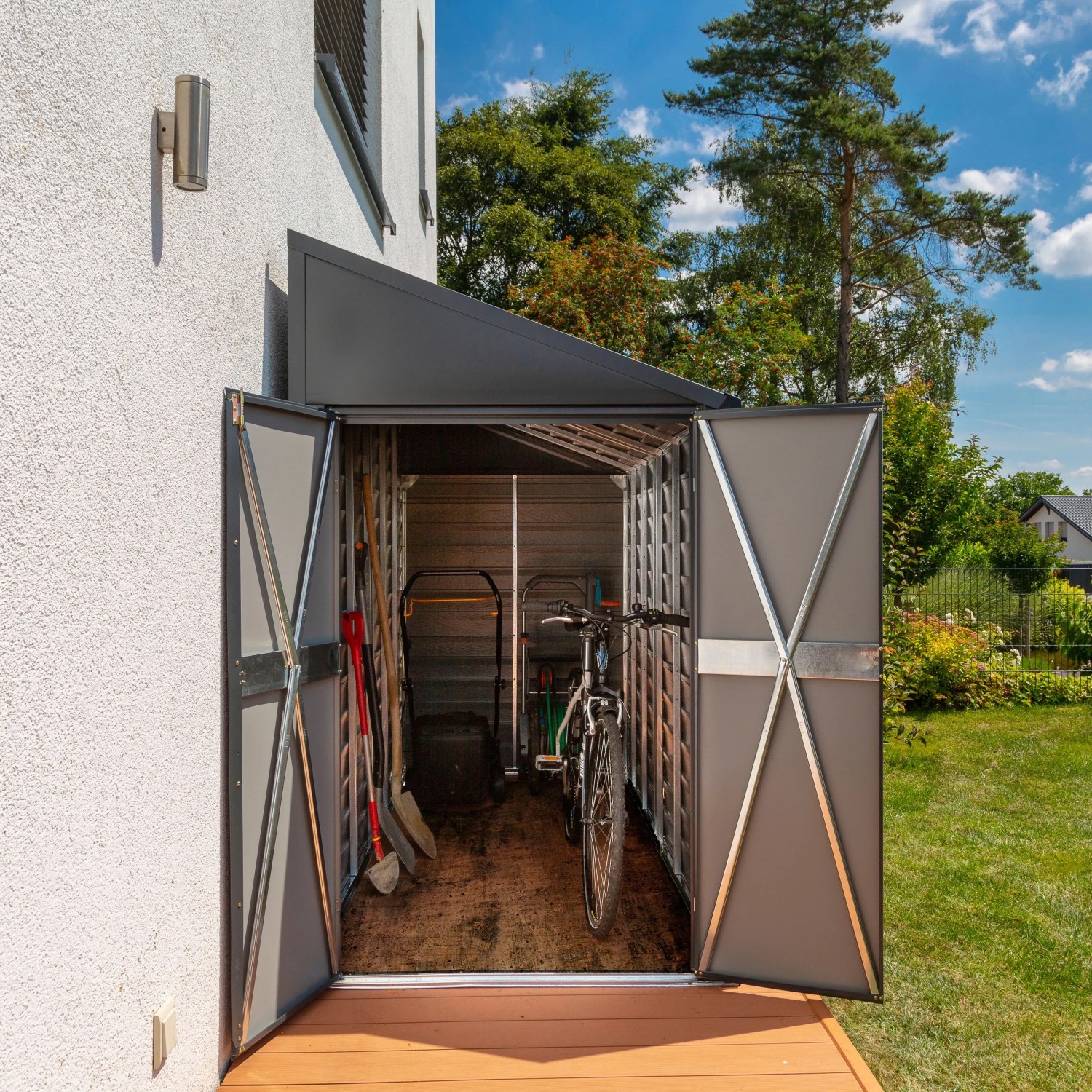 Spacemaker Metall-Gerätehaus 4x10 Grau 295 cm x 124 cm x 208 cm kaufen bei OBI