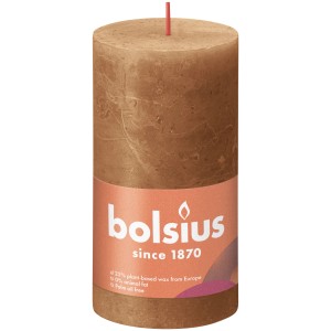 Bolsius Rustik-Kerze Shine, 13 cm, gewürzbraun. Stumpenkerze für gemütliche Atmosphäre.