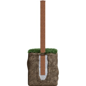 Eleo Pfosten E für Tore, unbeschichtet, im Boden verankert. Zubehör für Zaunbau.