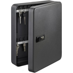 Burg Wächter Schlüsselbox KC 36 C, Tresor mit Zahlenschloss und 36 Haken, schwarz matt.