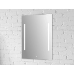 Rechteckiger LED-Leuchtspiegel Sirius II, 60x80 cm, mit seitlicher Beleuchtung für Bad oder WC.