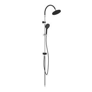 Schütte Überkopfbrause-Set Matao Rain, Chrom/Schwarz matt, mit Kopf- und Handbrause.