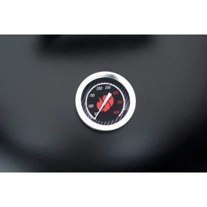 Detailaufnahme: Deckelthermometer des Landmann Holzkohle-Kugelgrills Piccolino.
