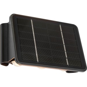 Schwarze LED Solar-Wandleuchte Cariati, 17x11x6,5 cm, mit integriertem Solarpanel.