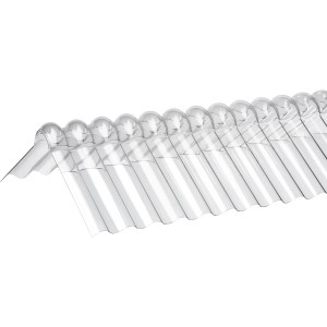 Transparente Wellfirsthaube Acryl Sinus 76/18, 2-teilig, für Kunststoffbedachung.