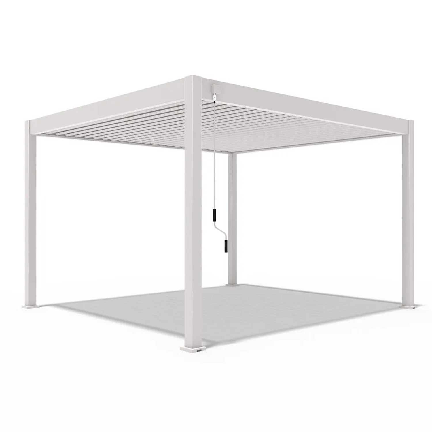 Weide Deluxe Voll-Alu Pergola 3,6x4m in Ivory Sand mit verstellbarem Lamellendach und Kurbel. Sonnenschutz.