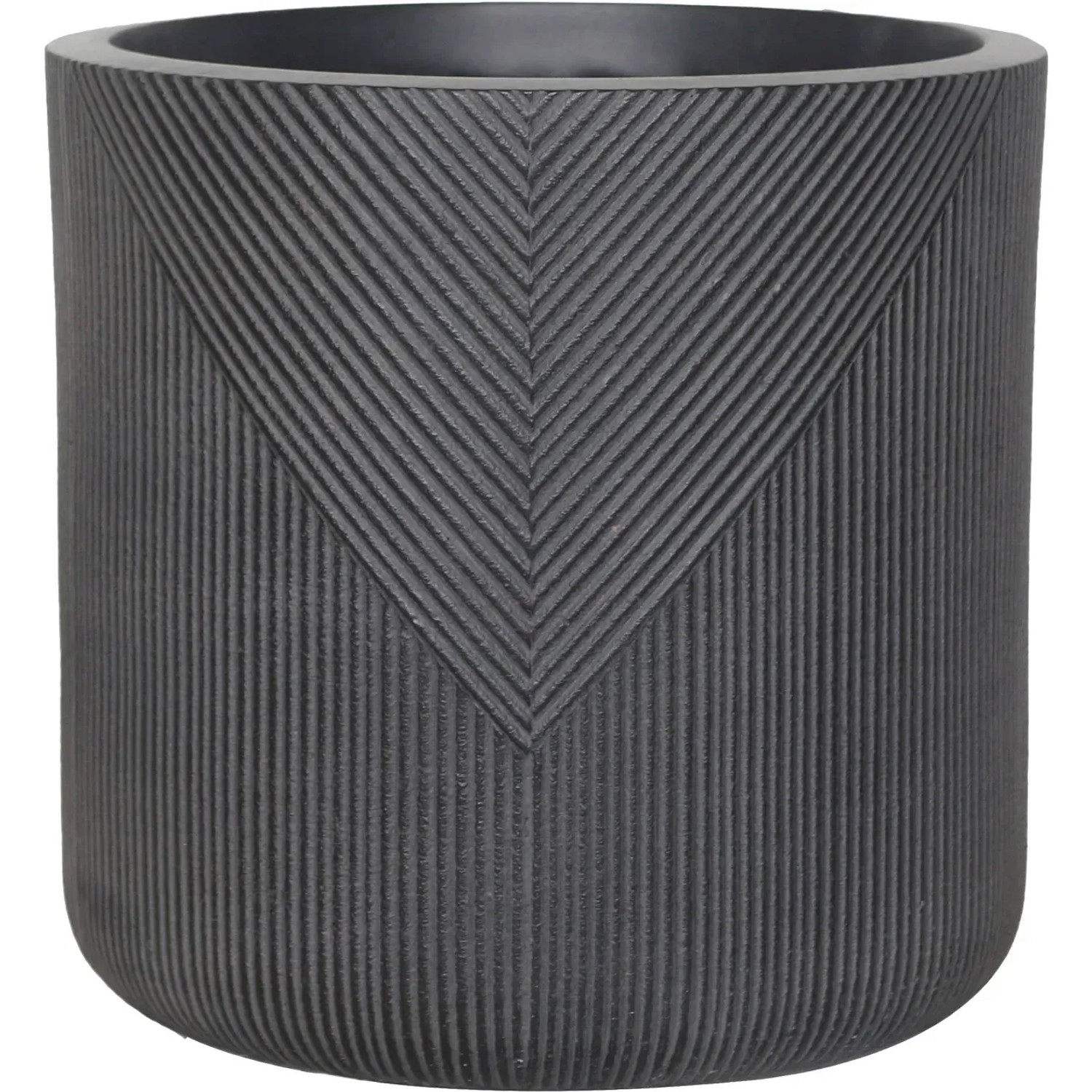 Übertopf rund aus Fibre-Clay Symmetry-Stripes Schwarz (H x Ø) 24 x 24 cm kaufen bei OBI