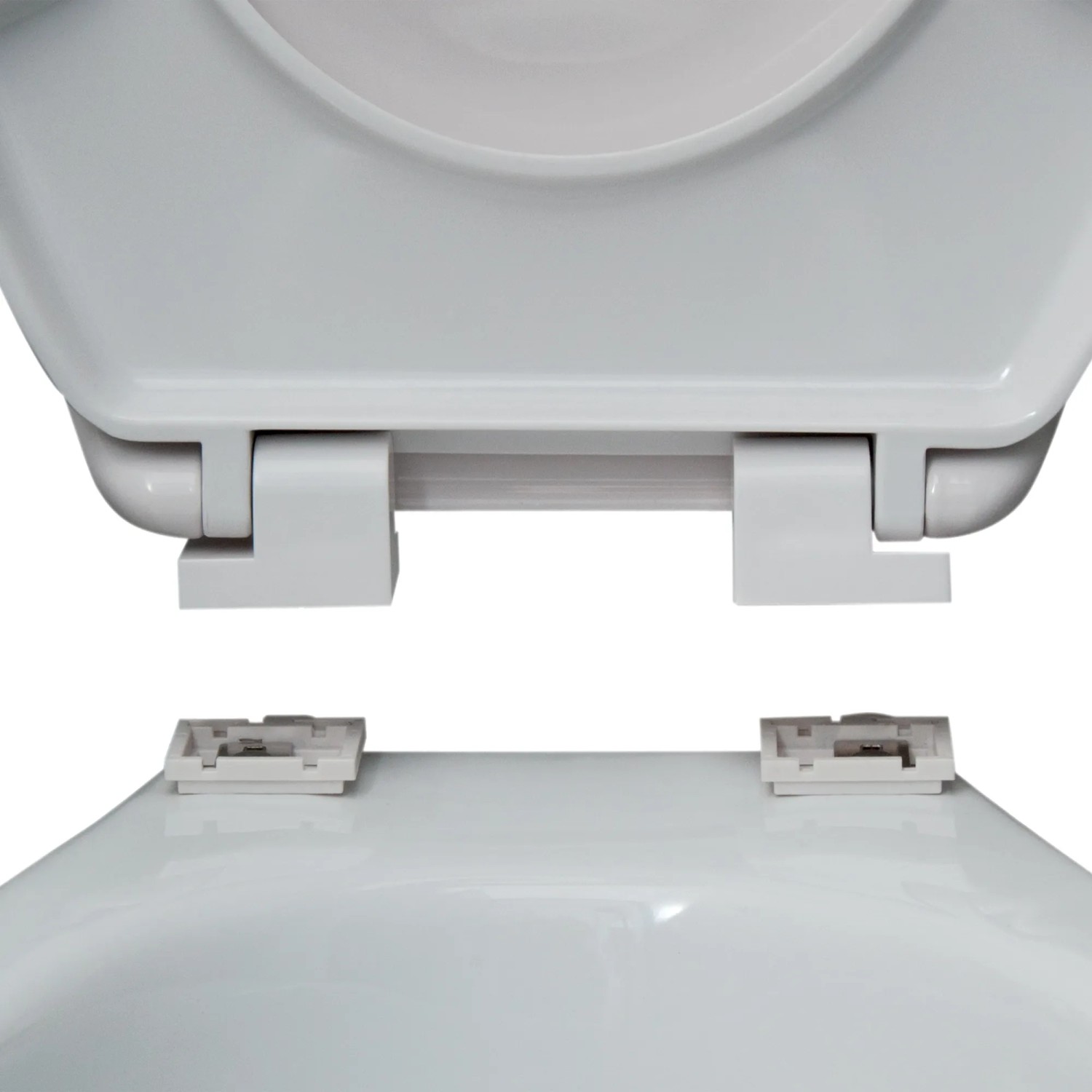 MSV WC-Sitz World, Duroplast, Soft-Close, grau-weiß, Detail der Befestigung.