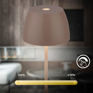 Brilo LED-Akku-Tischleuchte Serina Mini in Umbrasand, dimmbar, für den Außenbereich.