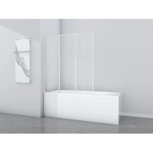 Aurlane Badewannenfaltwand White Cloud, 3-teilig, weiß, auf Badewanne montiert.