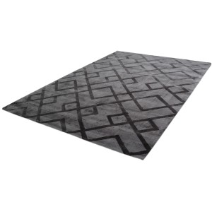 Kayoom Kurzflorteppich Luxury 310, 80x150 cm, grau-anthrazit mit geometrischem Muster.