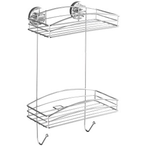 Wenko Wandregal Chrom mit 2 Etagen und Vacuum-Loc Befestigungssystem.