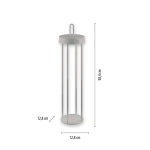 Just Light LED-Akku-Tischleuchte Anselm, Greige, 50,4 cm hoch. Dekorative Außenleuchte.
