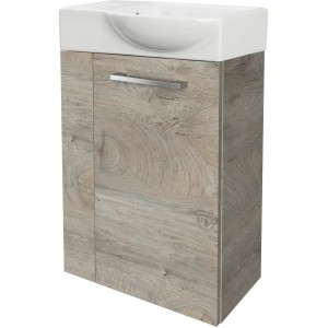 Fackelmann Waschbeckenunterschrank SBC Eiche Natur, 44 cm breit. Badezimmerschrank mit Waschbecken.