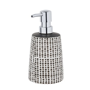 Schöner Wohnen Seifenspender Brento aus Keramik mit Punktmuster und Chrom-Pumpe, 400ml.