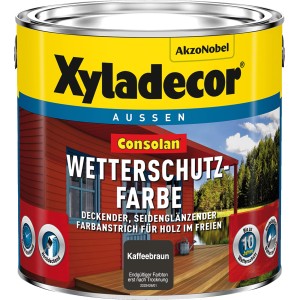 Xyladecor Wetterschutzfarbe Kaffeebraun, seidenglänzend, 2,5L Dose. Holzfarbe für Aussen.