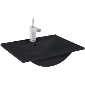 Maximus Kyra Einbauwaschbecken, 60 cm, Schwarz Matt mit Armatur.