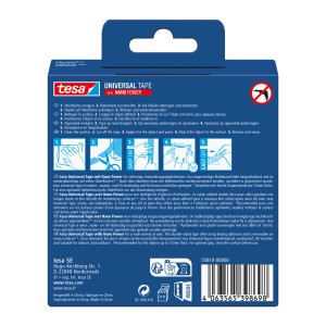 Tesa Universal-Klebeband, doppelseitig mit Nano-Power, 3m x 30mm. Vielseitig einsetzbar für Innen und Außen.