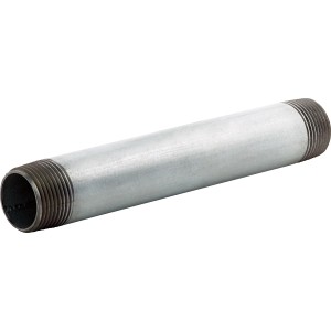 Gerades Temperguss-Fitting, 33,3 mm x 200 mm, mit Außengewinde für verzinkte Rohre.