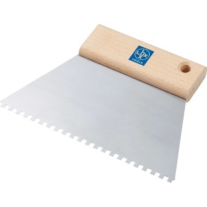LUX Zahnspachtel Classic 180 mm mit Holzgriff und Stahlblatt mit C1 Viereckzahnung.