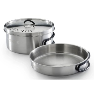 Campingaz Trekking-Geschirrset, 3-teilig, Edelstahl Topf, Pfanne und Deckel.