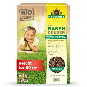 Neudorff Azet Rasen-Dünger, 2,5 kg Packung für dichten, grünen Rasen. Bio-Rasendünger mit Langzeitwirkung.