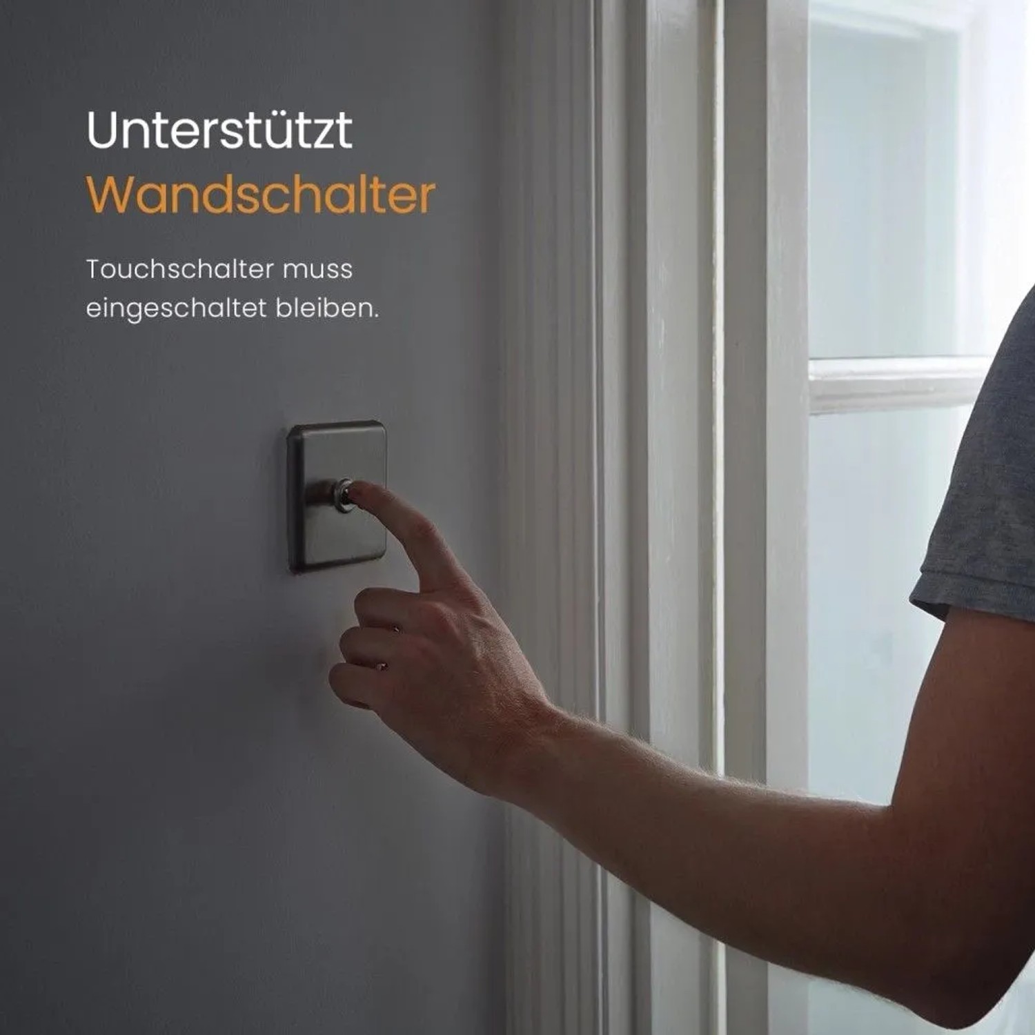 Hand betätigt Wandschalter für Emke Rund Badspiegel mit LED Beleuchtung. Unterstützt externe Steuerung.