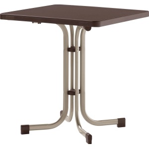 Quadratischer Sieger Klapptisch in Champagner, 70x70 cm, ideal für den Garten.