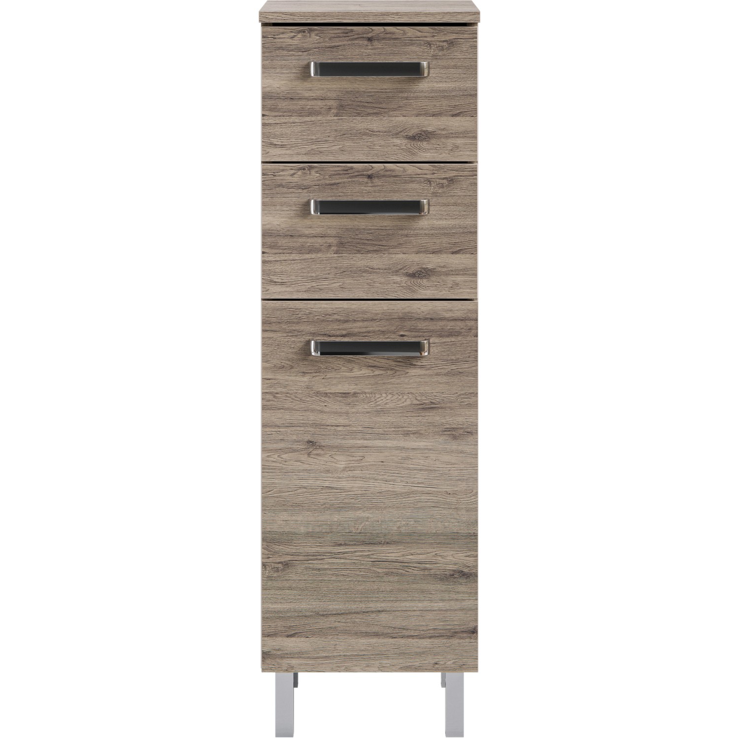 Pelipal Bad-Hängeschrank Quickset 313 in Sanremo Eiche, 30 cm breit, mit drei Schubladen.