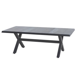 Rechteckiger, grauer Siena Garden Gartentisch Sincro aus Aluminium und Keramik, 103x204 cm.