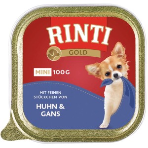 Rinti Gold Mini Hunde-Nassfutter mit Huhn und Gans, 100g Schale.