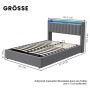 okwish Polsterbett mit Bettkasten LED-Licht Jugendzimmer 140x190cm Grau_4