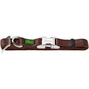 Braunes Hunter Hundehalsband Vario Basic Alu-Strong Gr. XL mit silbernem Alu-Verschluss.