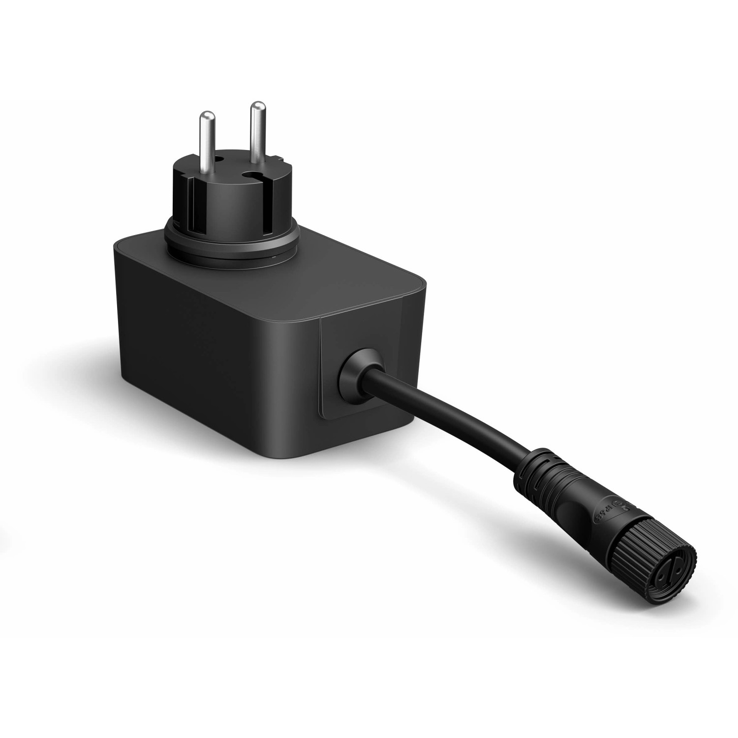 Netzteil für Philips Hue Festavia Lichterkette, schwarzes Kabel und Stecker.