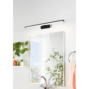 Moderne LED Spiegelleuchte Pandella 1 in Weiß-Schwarz, 60 cm breit, für Badezimmer.