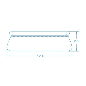 Skizze eines grauen Bestway Fast Set Aufstellpools, rund, Ø 457 x 122 cm, mit Maßangaben.