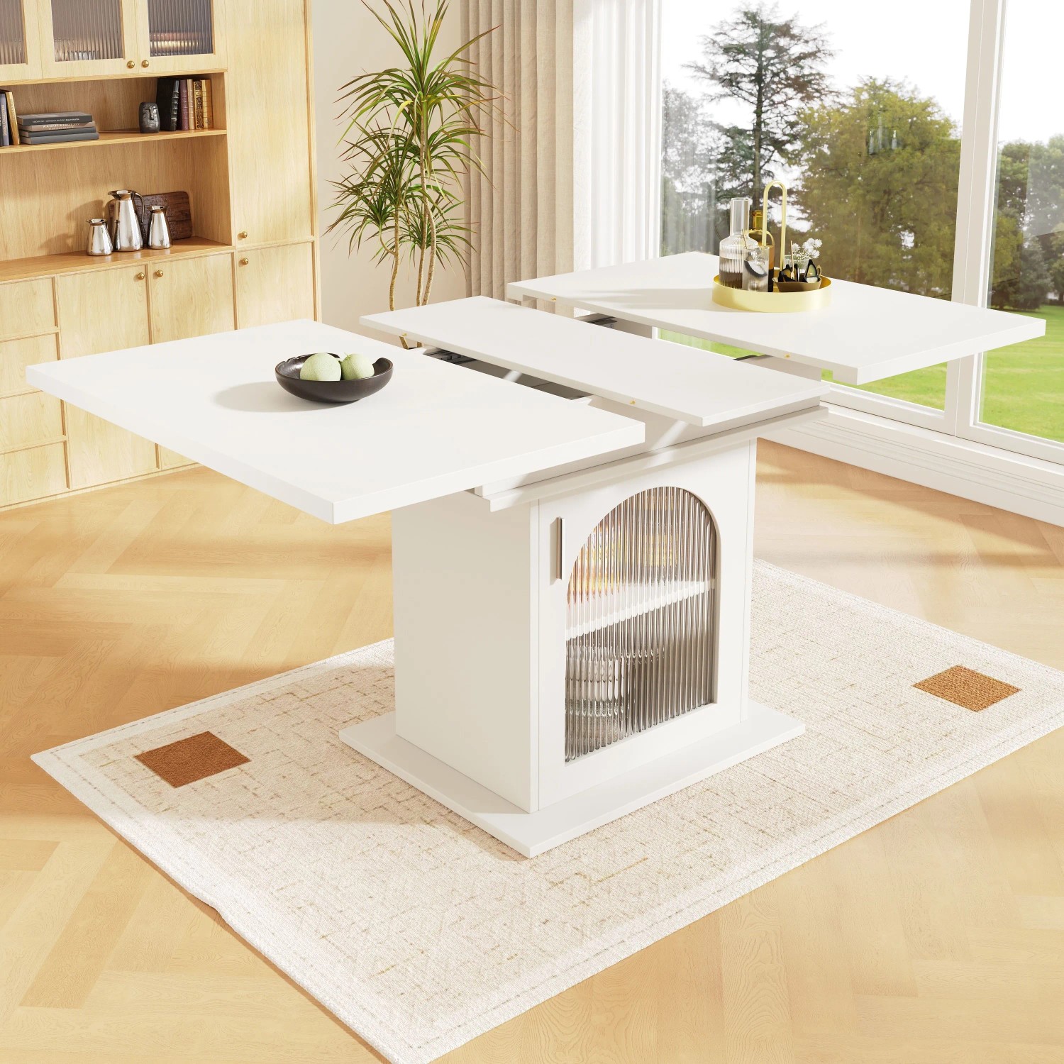okwish Esstisch Ausziehbar mit Drei Ablageebenen für Küche und Wohnzimmer Weiß kaufen bei OBI