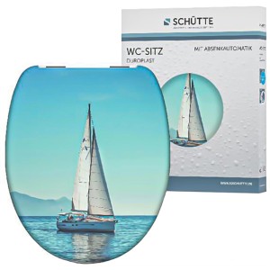 Schütte WC-Sitz Sailing Duroplast mit Absenkautomatik, Motiv Segelboot.