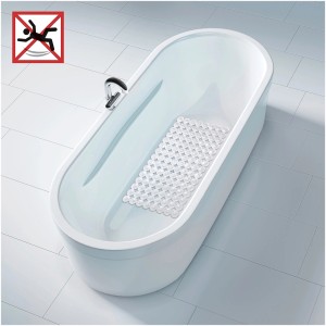 Transparente Wenko Wanneneinlage Belem (67,5x36cm) in Badewanne, für mehr Sicherheit im Bad.