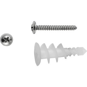 LUX Gipskartondübel mit Schrauben, 4er-Set, geeignet für Befestigungen in Gipskartonwänden.