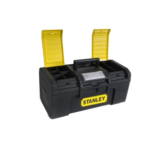 Stanley Werkzeugbox Basic, 16 Zoll, mit Trageeinsatz und Organizer im Deckel.
