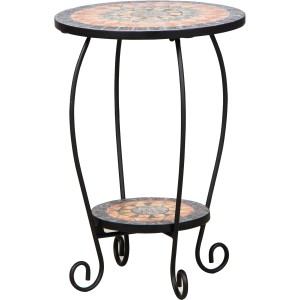 Quadratischer Siena Garden Gartentisch Prato, schwarz, 41x41 cm, mit Mosaikmuster.