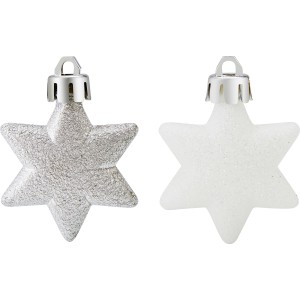 Baumschmuck-Set Sterne, 12-teilig, Silber, Kunststoff, Ø 5cm.