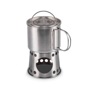 Petromax Kochbecher aus Stahl, 750 ml, mit klappbaren Griffen und integrierter Kochstelle für Camping & Outdoor.
