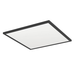 Schwarze, quadratische LED-Deckenleuchte Rovito von Eglo, 50x50 cm. Moderne Deckenlampe aus Kunststoff.
